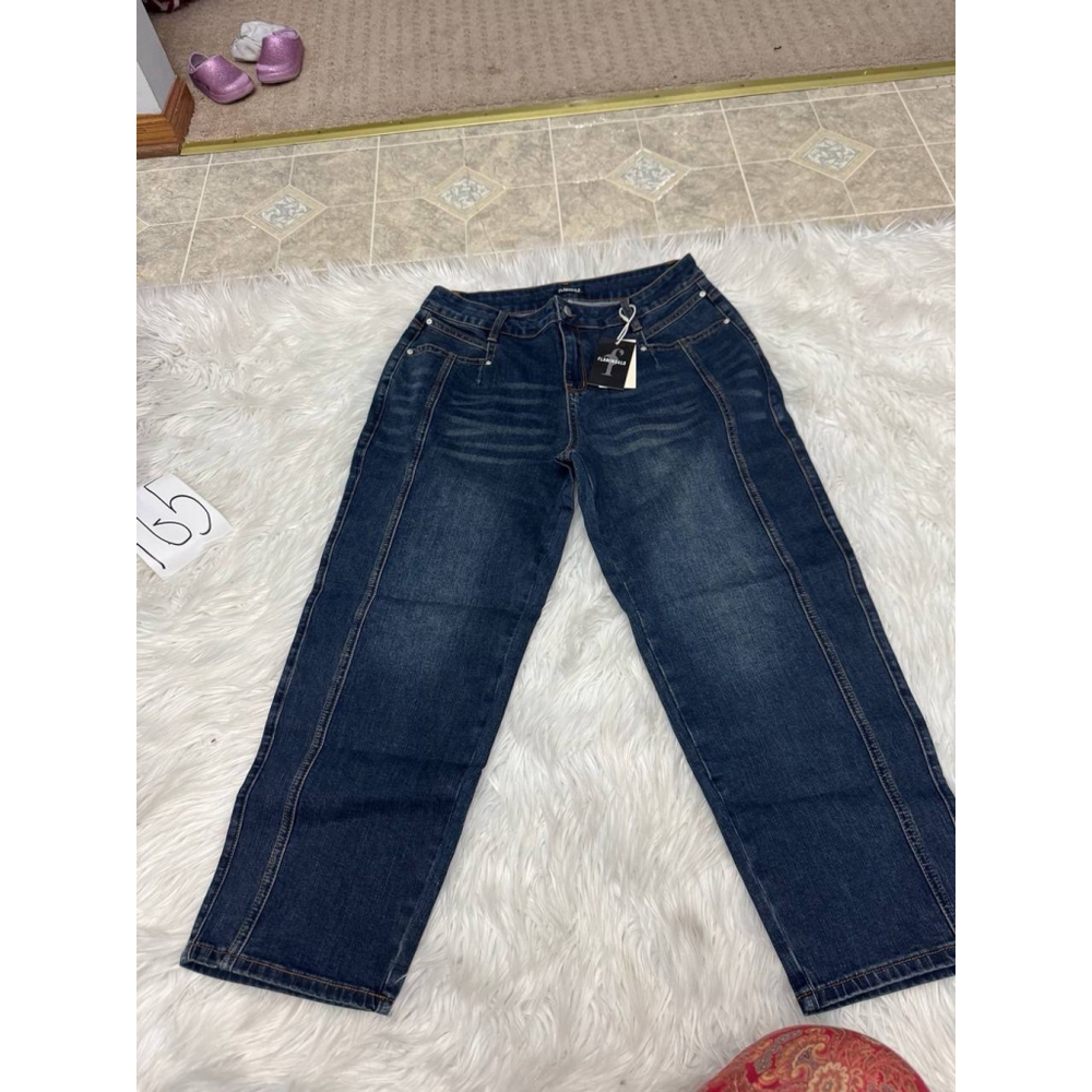 Flamingals Women’s High Rise Wide Leg Crop Jeans Barrel Leg Stretchy Baggy M - Picture 6 of 8